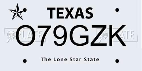 O79GZK Texas License Plate