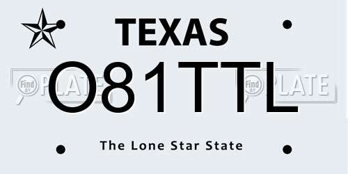 O81TTL Texas License Plate
