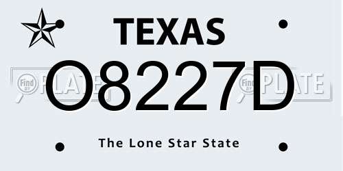 O8227D Texas License Plate