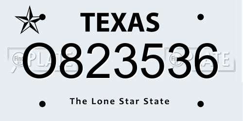 O823536 Texas License Plate