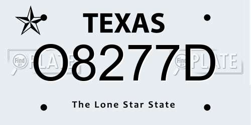 O8277D Texas License Plate