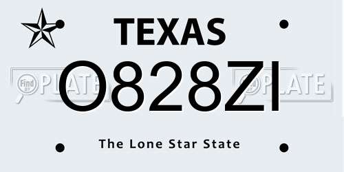 O828ZI Texas License Plate