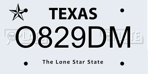 O829DM Texas License Plate