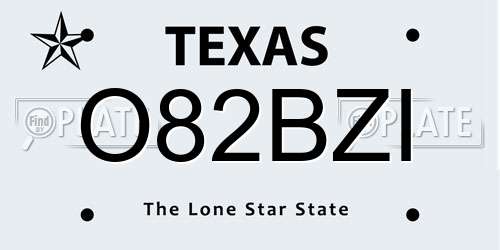 O82BZI Texas License Plate
