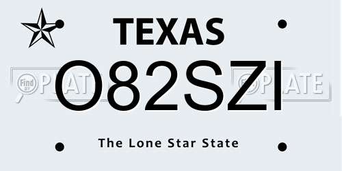 O82SZI Texas License Plate