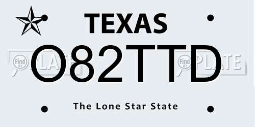 O82TTD Texas License Plate
