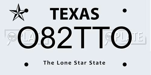 O82TTO Texas License Plate