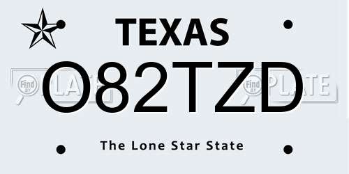 O82TZD Texas License Plate