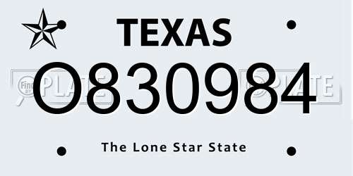 O830984 Texas License Plate