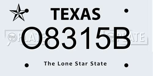 O8315B Texas License Plate
