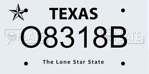 O8318B Texas License Plate