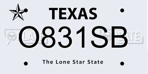 O831SB Texas License Plate