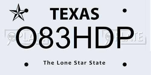 O83HDP Texas License Plate