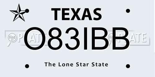 O83IBB Texas License Plate