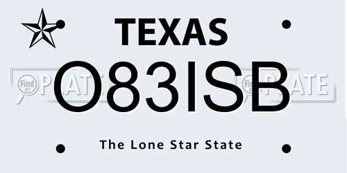 O83ISB Texas License Plate