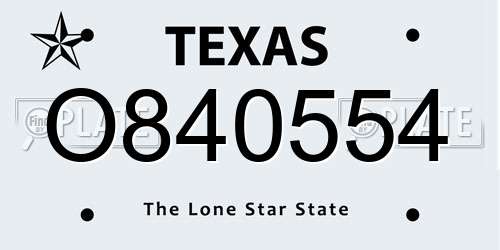 O840554 Texas License Plate