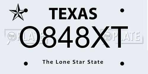 O848XT Texas License Plate