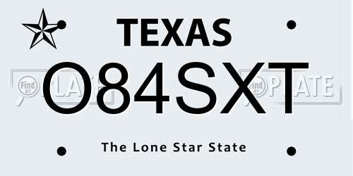O84SXT Texas License Plate