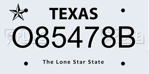 O85478B Texas License Plate