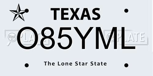 O85YML Texas License Plate