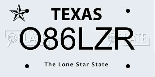 O86LZR Texas License Plate