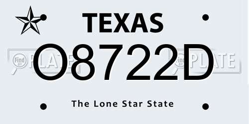 O8722D Texas License Plate
