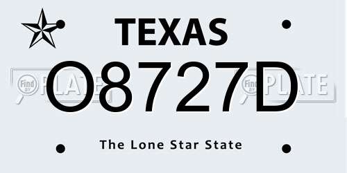 O8727D Texas License Plate