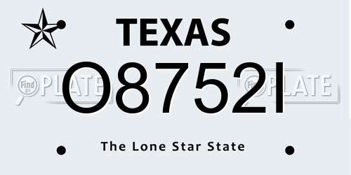 O8752I Texas License Plate