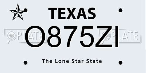 O875ZI Texas License Plate