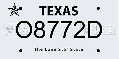 O8772D Texas License Plate