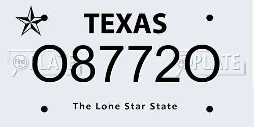 O8772O Texas License Plate