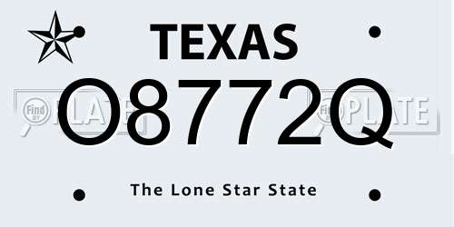 O8772Q Texas License Plate