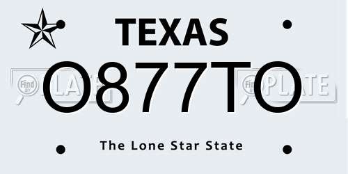 O877TO Texas License Plate