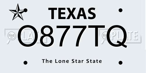 O877TQ Texas License Plate