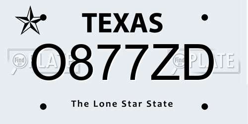 O877ZD Texas License Plate