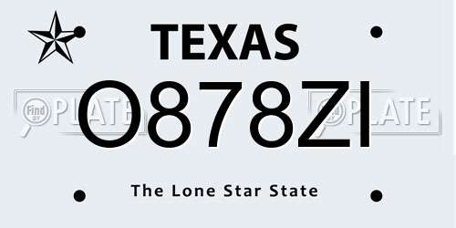 O878ZI Texas License Plate