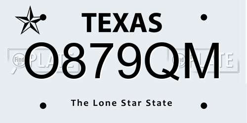 O879QM Texas License Plate