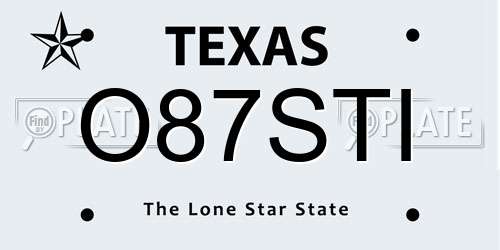 O87STI Texas License Plate
