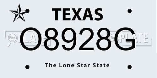 O8928G Texas License Plate