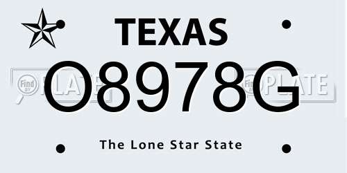 O8978G Texas License Plate