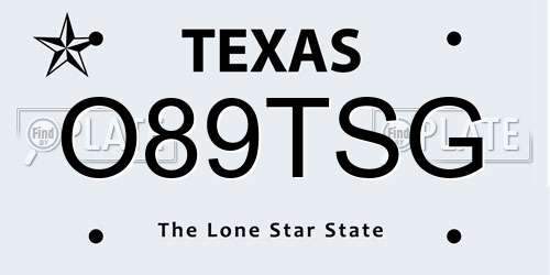 O89TSG Texas License Plate