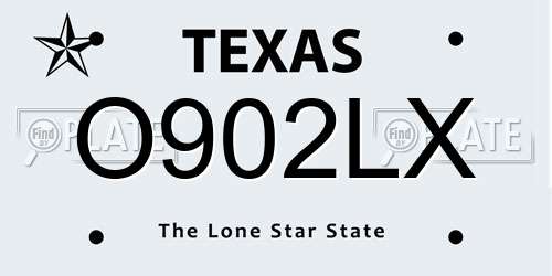 O902LX Texas License Plate