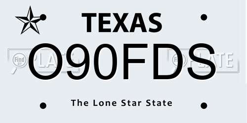 O90FDS Texas License Plate
