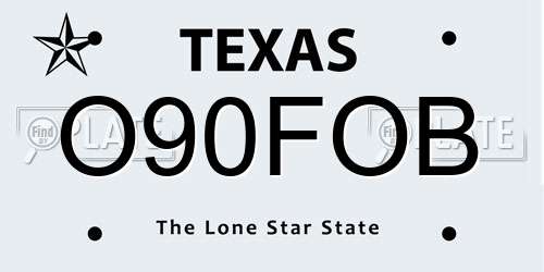 O90FOB Texas License Plate