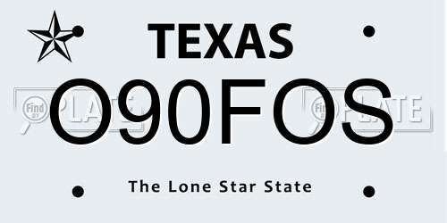 O90FOS Texas License Plate