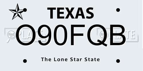 O90FQB Texas License Plate