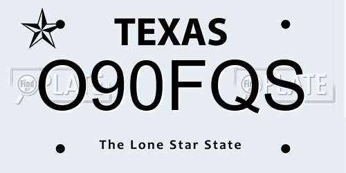 O90FQS Texas License Plate