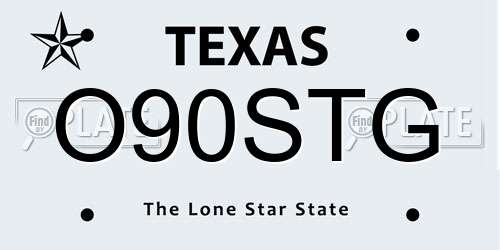 O90STG Texas License Plate