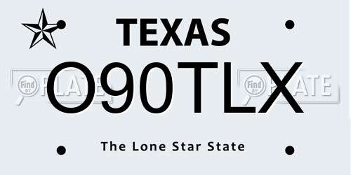 O90TLX Texas License Plate
