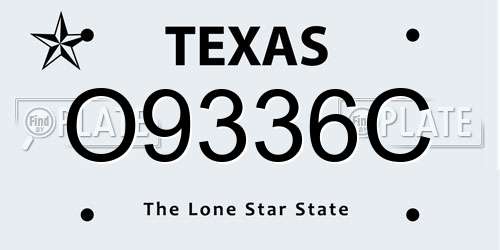 O9336C Texas License Plate